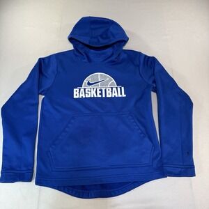 Nike Dri-Fit Duke Basketball Boys Blue White Hoodie Sweatshirt Medium Activewear